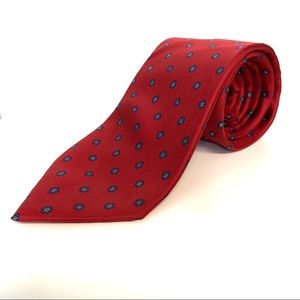 YSL Yves Saint Laurent Red Printed Silk Tie